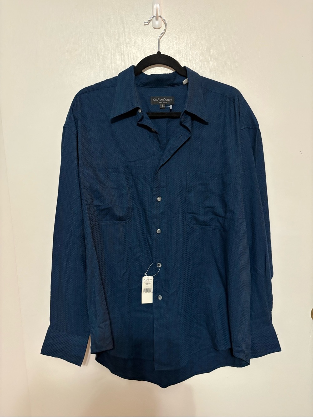 Yves Saint Laurent Men's Button-Down Shirt in Deep Blue